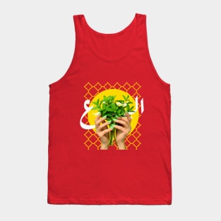 Hands holding bouquet of Mint Tank Top